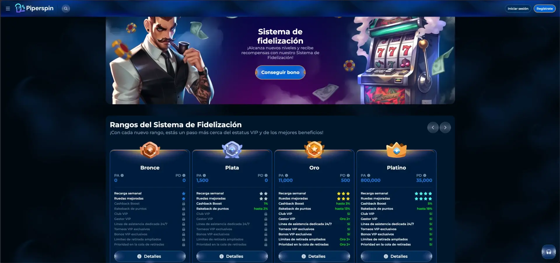 Programa de fidelización de Piperspin